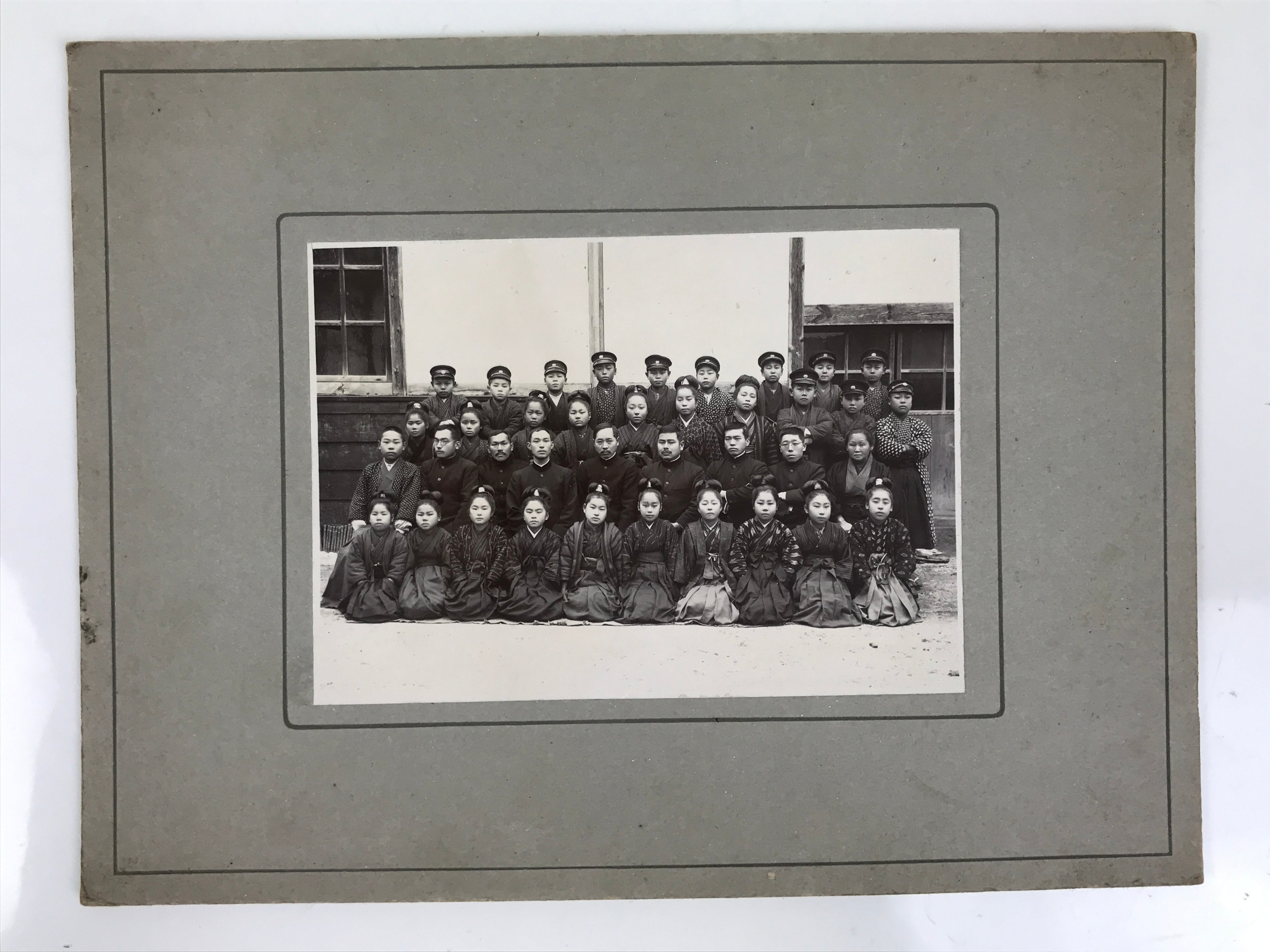 Antique Japanese Taisho Boys School Photograph Hakama Kimono Black White PH27
