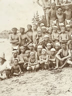 Antique Japanese Taisho Boys Summer Beach Photograph Group Black White PH29