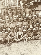 Antique Japanese Taisho Boys Summer Beach Photograph Group Black White PH29