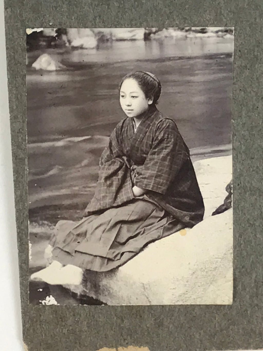 Antique Japanese Taisho Boys Summer Beach Photograph Group Black White PH29
