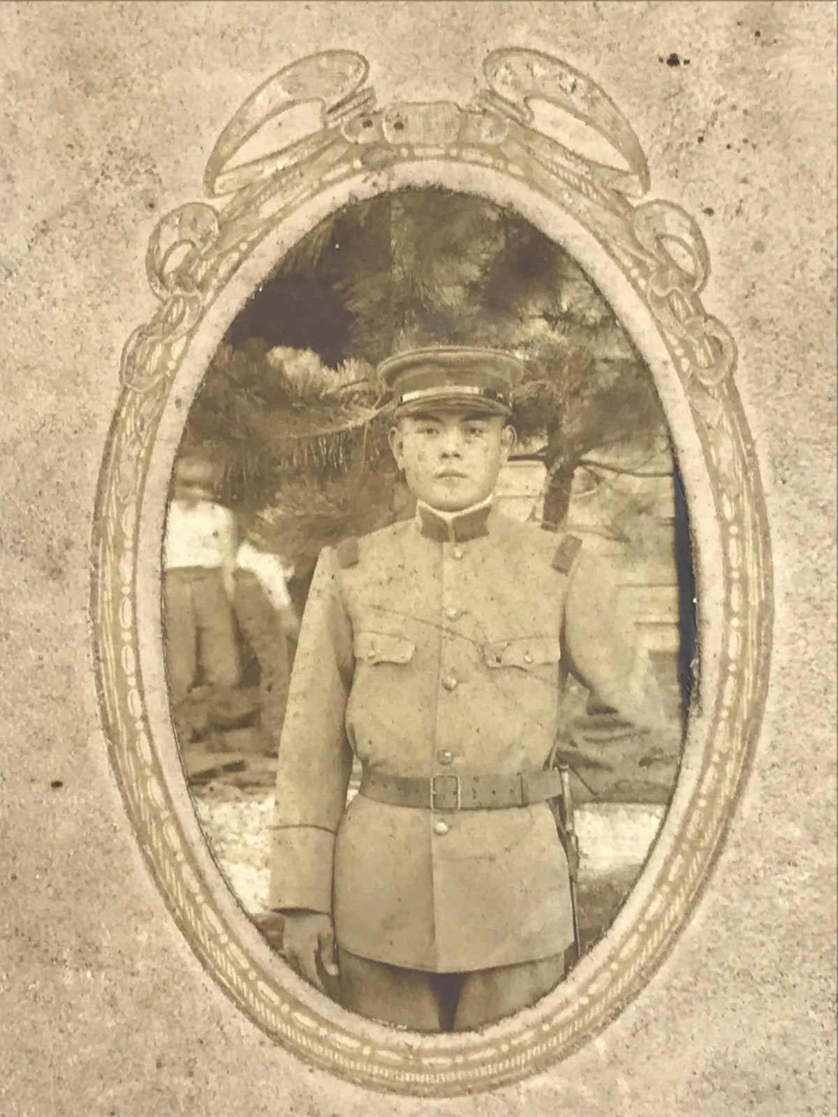 Antique Japanese Taisho Era Soldier Portrait Military Photograph Sepia Tone PH41