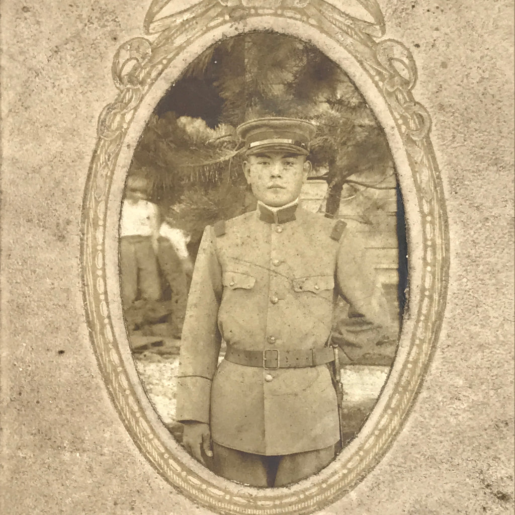 Antique Japanese Taisho Era Soldier Portrait Military Photograph Sepia Tone PH41