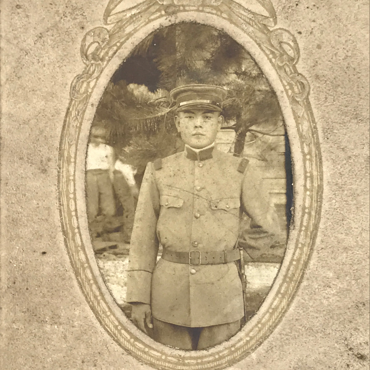Antique Japanese Taisho Era Soldier Portrait Military Photograph Sepia Tone PH41