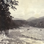 Antique Japanese Taisho Kiso River Scenic Landscape Photograph Black White PH31