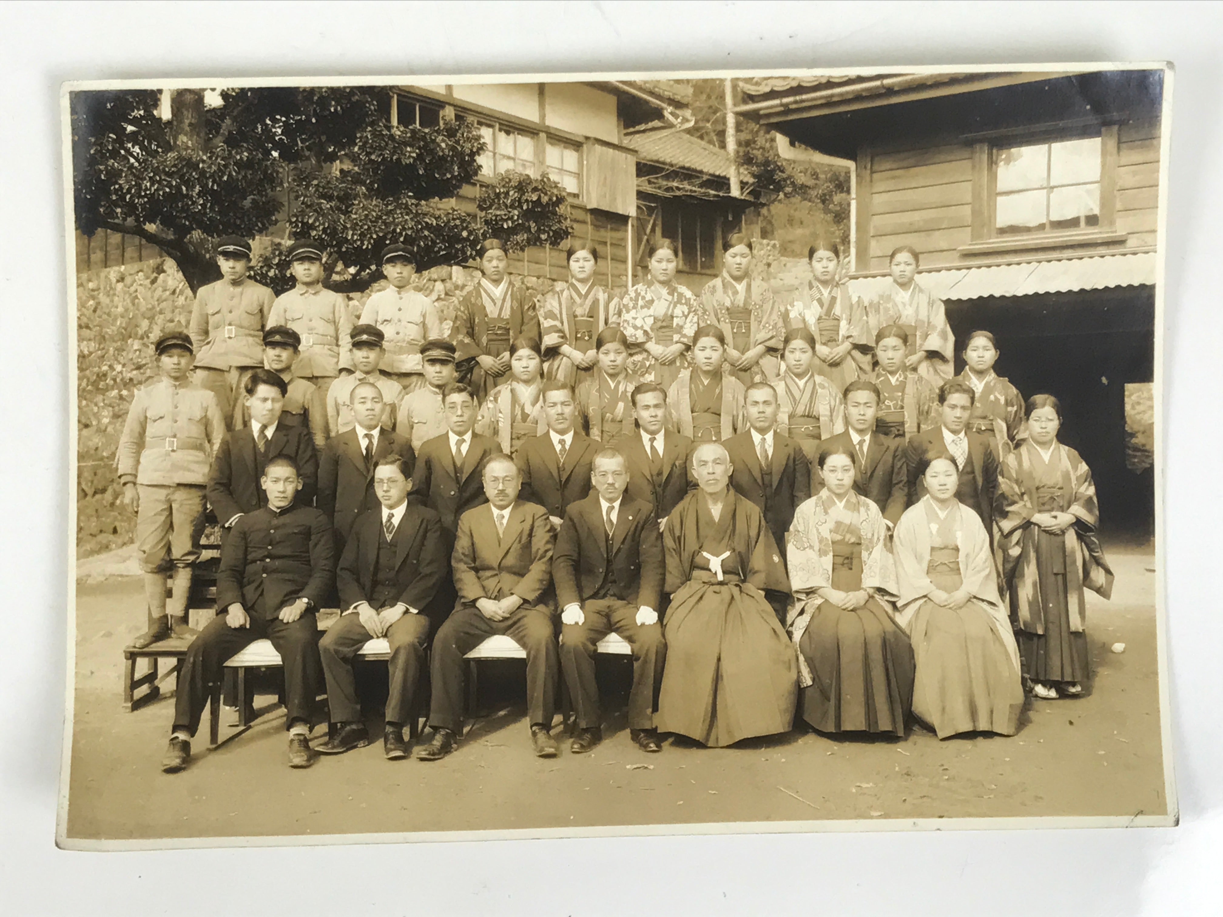 Antique Japanese Taisho School Class Photograph Group Student