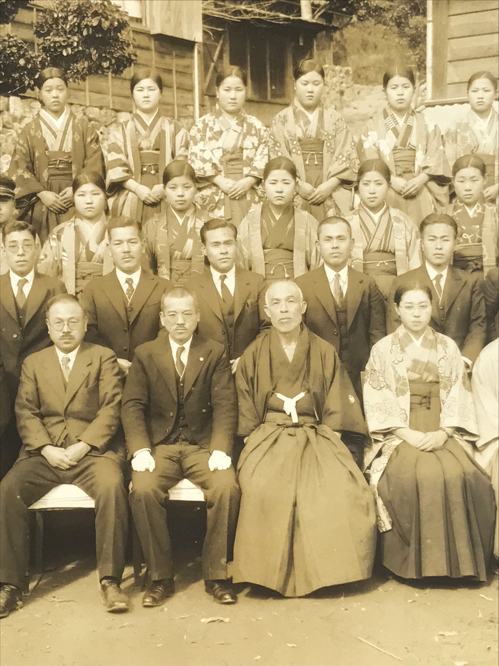 Antique Japanese Taisho School Class Photograph Group Student Uniform Sepia PH63