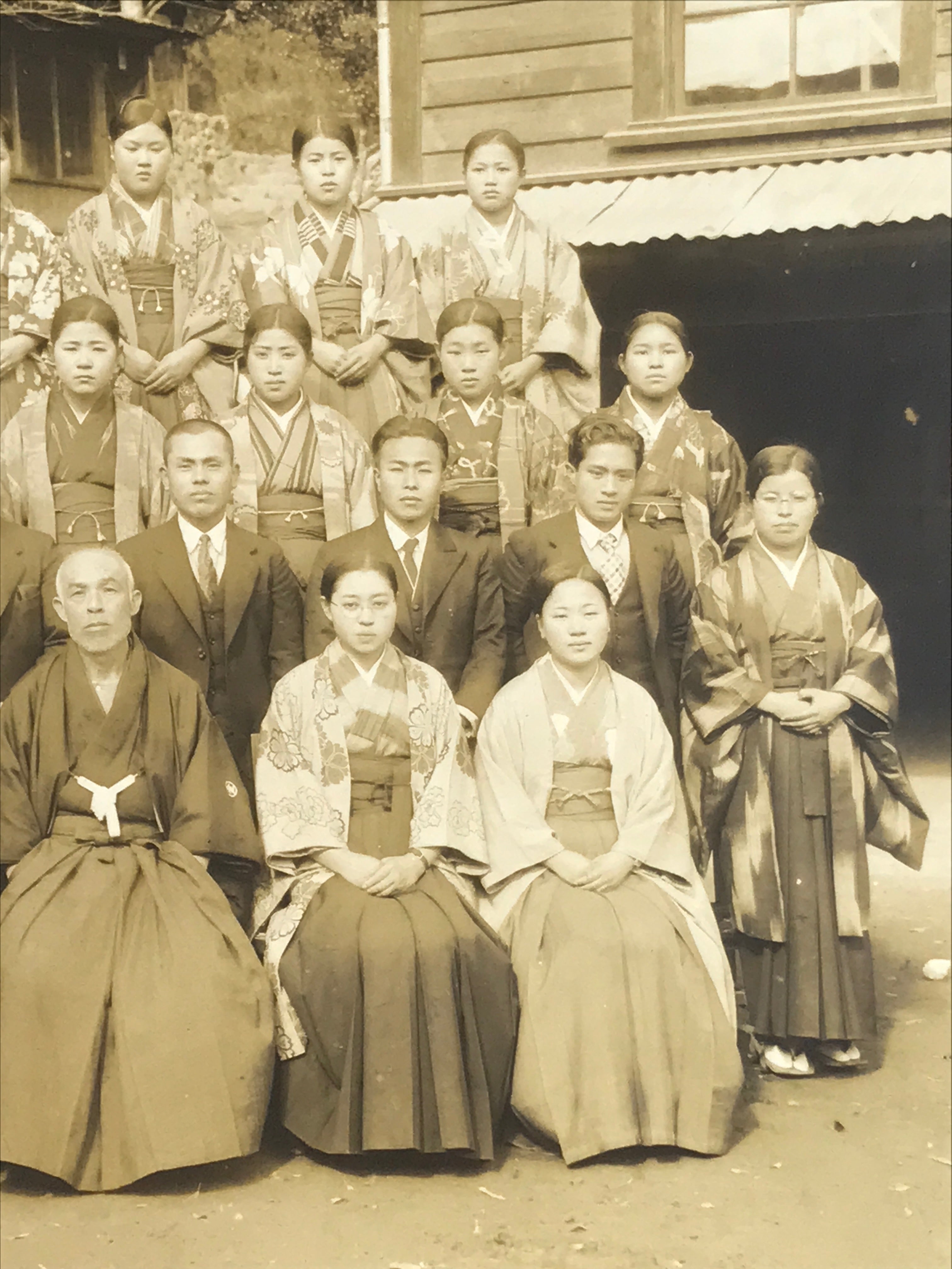 Antique Japanese Taisho School Class Photograph Group Student Uniform Sepia PH63