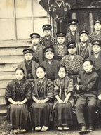 Antique Japanese Taisho School Photograph Group Student Hakama Black White PH117