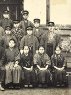 Antique Japanese Taisho School Photograph Group Student Hakama Black White PH117