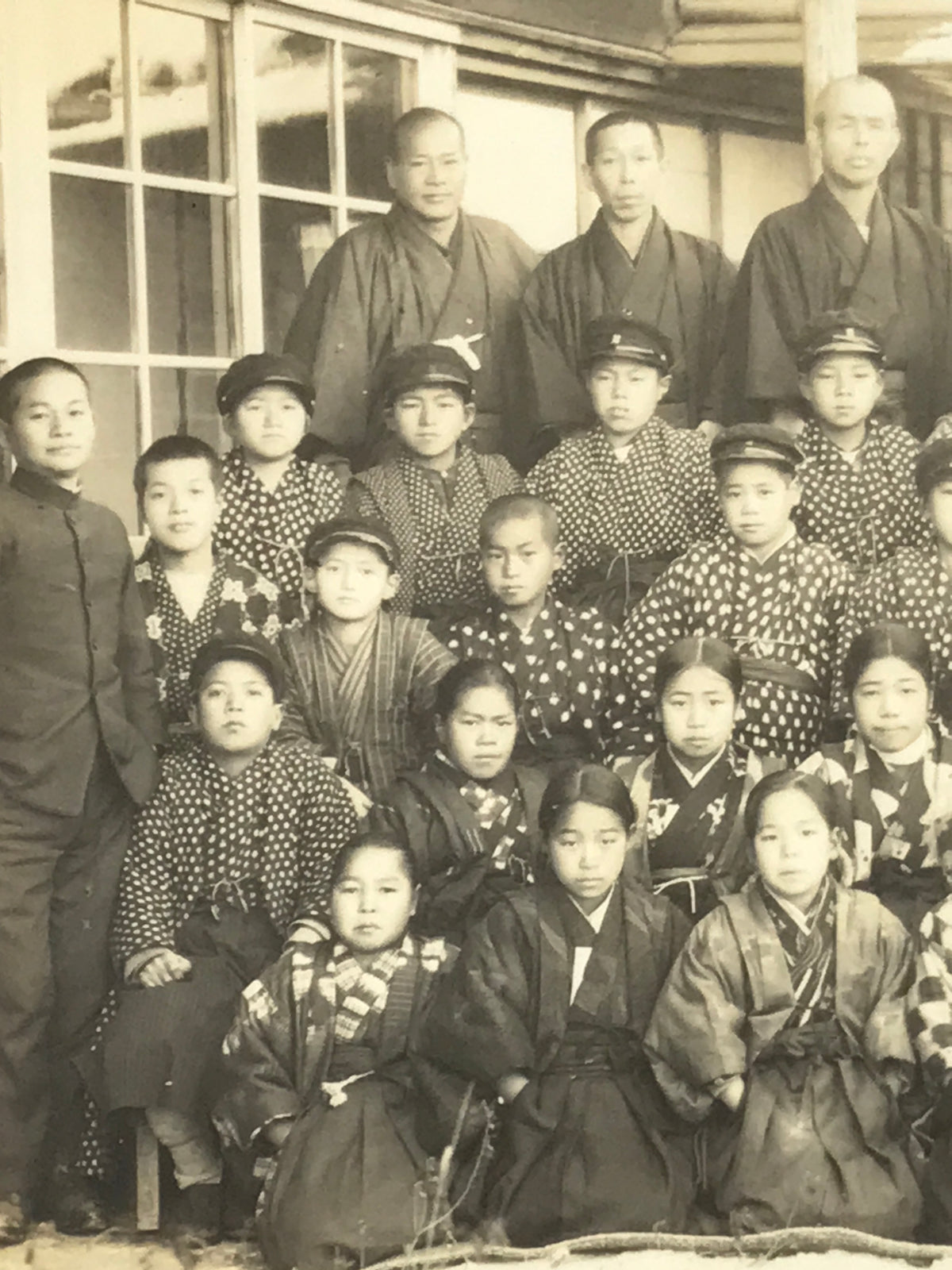 Antique Japanese Taisho School Photograph Student Hakama Uniform Sepia PH126