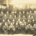 Antique Japanese Taisho School Photograph Student Hakama Uniform Sepia PH126