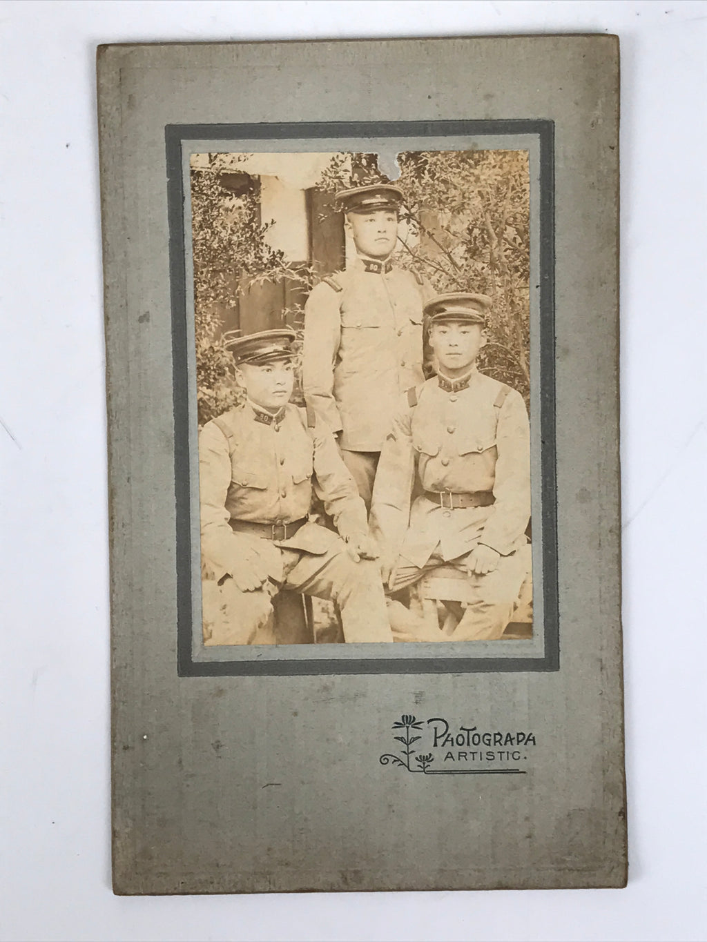 Antique Japanese Taisho Soldiers Group Portrait Military Photograph Sepia PH40