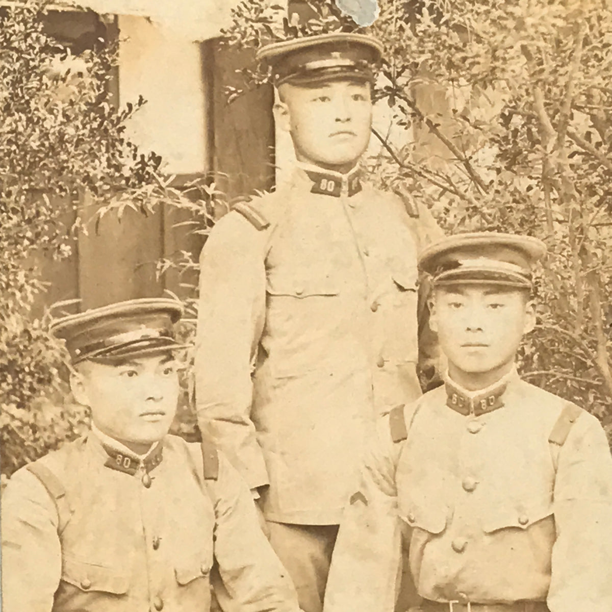 Antique Japanese Taisho Soldiers Group Portrait Military Photograph Sepia PH40