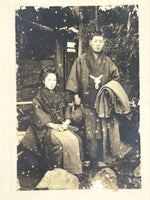 Antique Japanese Taisho Young Couple Photograph Portrait Kimono Black White PH26