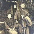 Antique Japanese Taisho Young Couple Photograph Portrait Kimono Black White PH26