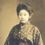 Antique Japanese Taisho Young Woman Portrait Photograph Kimono Hakama Sepia PH42