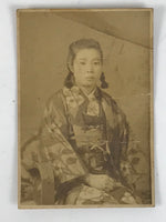 Antique Japanese Taisho Young Woman Portrait Photograph Kimono Sepia Tone PH234