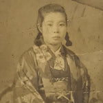 Antique Japanese Taisho Young Woman Portrait Photograph Kimono Sepia Tone PH234
