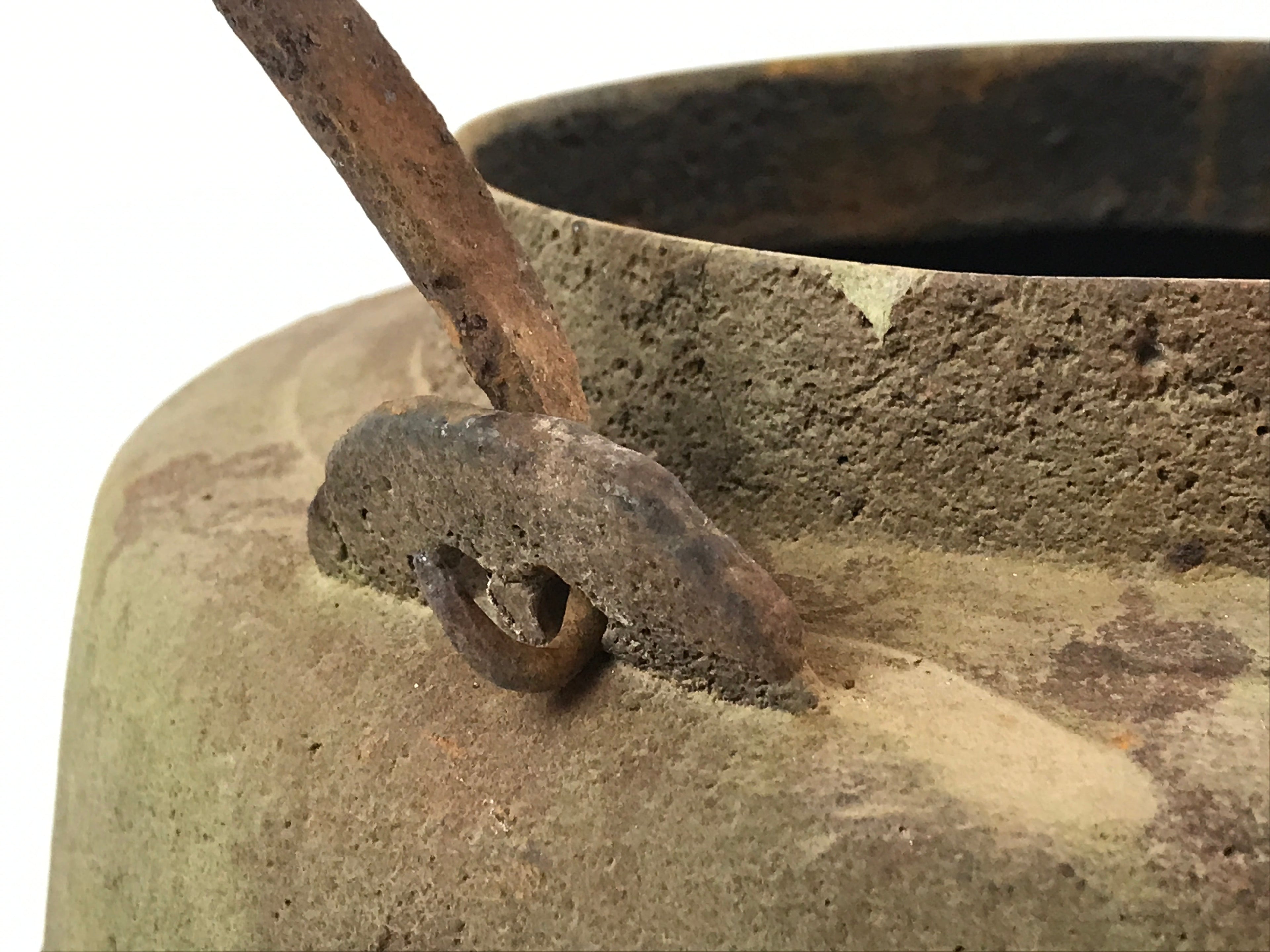 Antique Japanese Traditional Cast Iron Hanging Cook Pot Black Irori Hearth C26