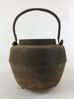 Antique Japanese Traditional Cast Iron Hanging Cook Pot Black Irori Hearth C26