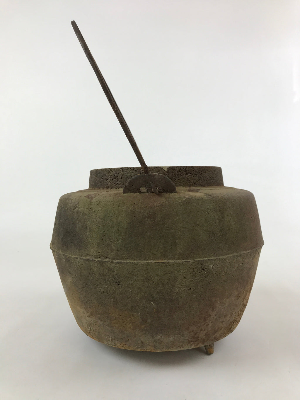 Antique Japanese Traditional Cast Iron Hanging Cook Pot Black Irori Hearth C26