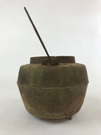 Antique Japanese Traditional Cast Iron Hanging Cook Pot Black Irori Hearth C26