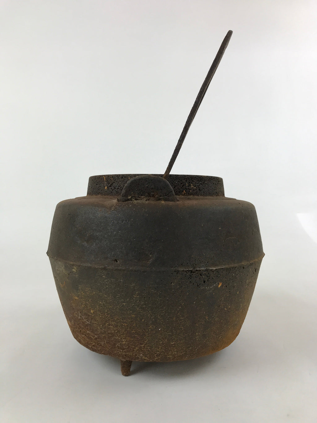 Antique Japanese Traditional Cast Iron Hanging Cook Pot Black Irori Hearth C26