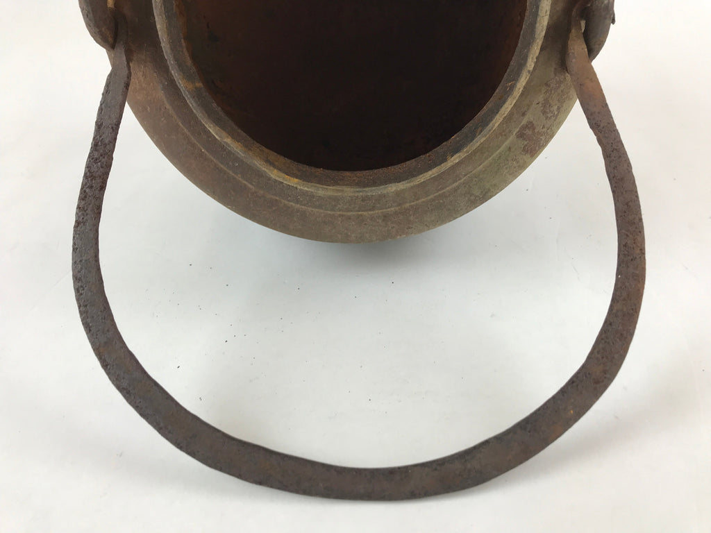 Antique Japanese Traditional Cast Iron Hanging Cook Pot Black Irori Hearth C26