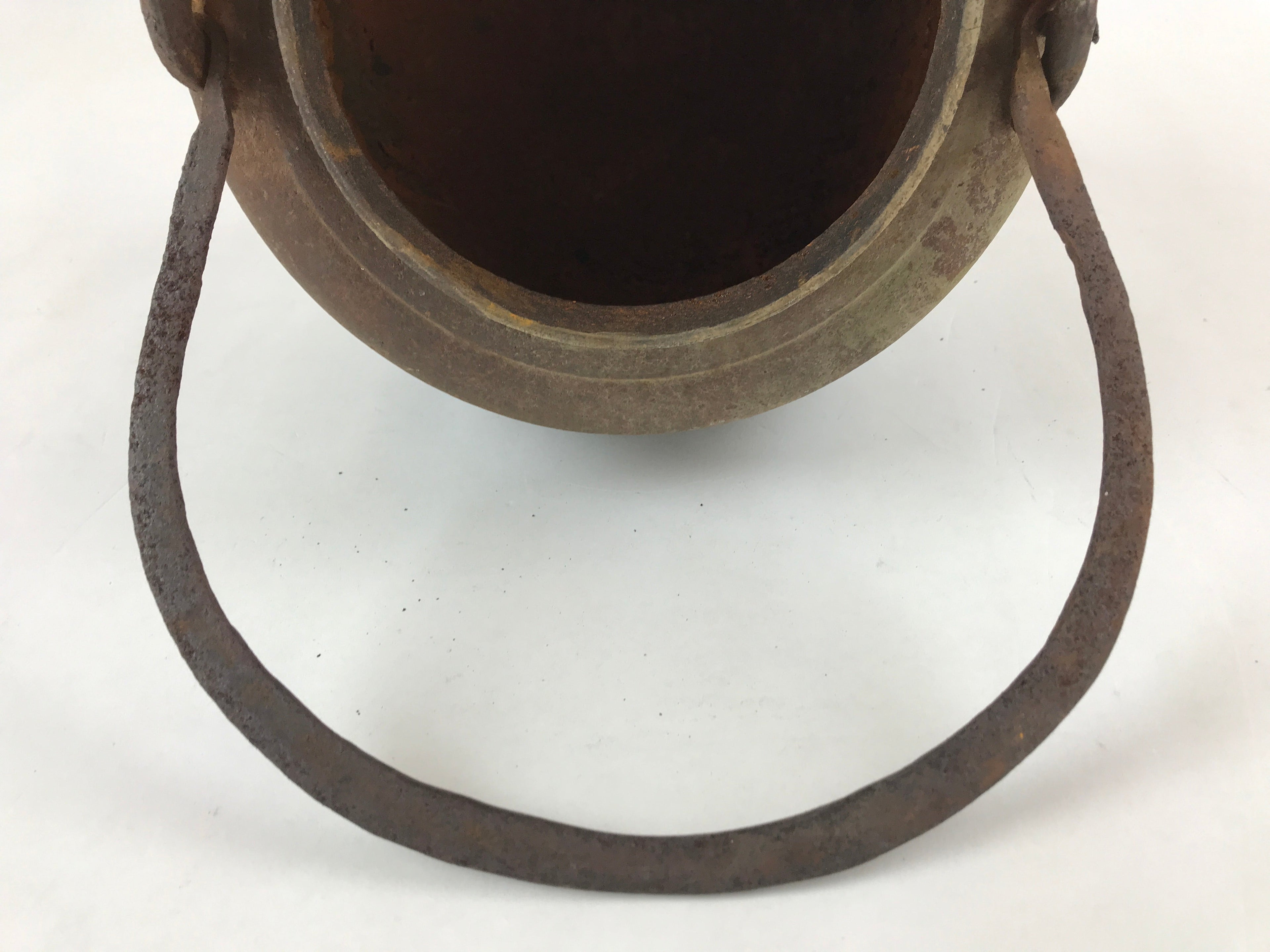 Antique Japanese Traditional Cast Iron Hanging Cook Pot Black Irori Hearth C26