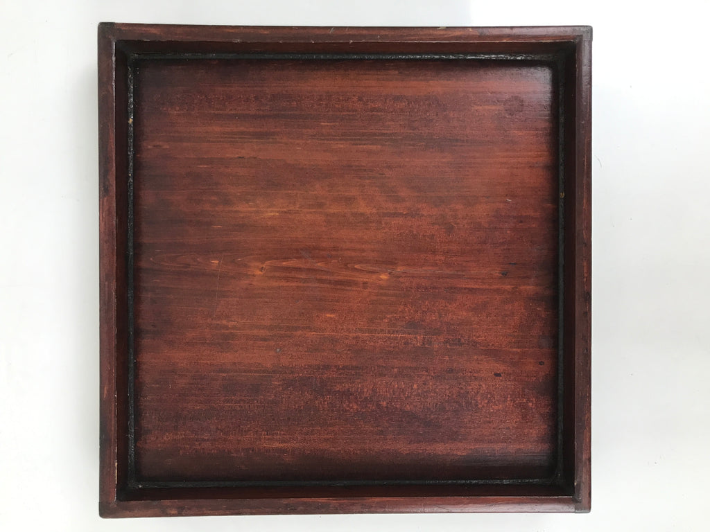 Antique Japanese Wood Lacquered Low Table Brown Serving Tray Ozen Kurumizen L422