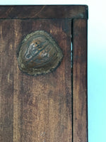 Antique Japanese Wood Lacquered Low Table Brown Serving Tray Ozen Kurumizen L423