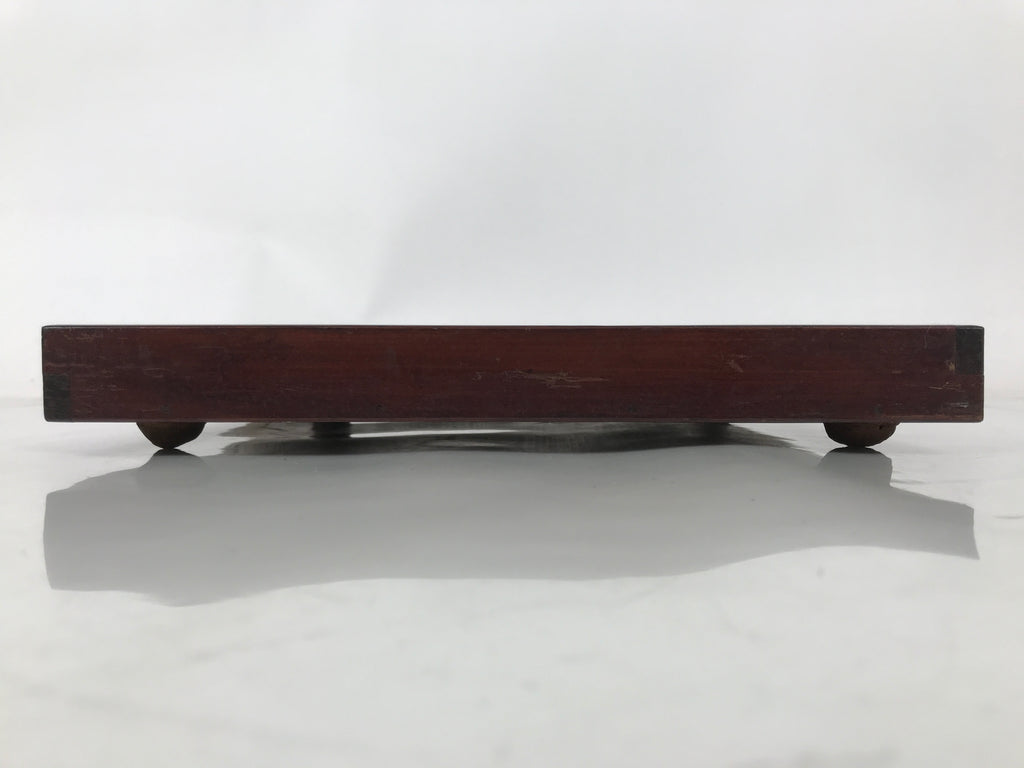 Antique Japanese Wood Lacquered Low Table Brown Serving Tray Ozen Kurumizen L423