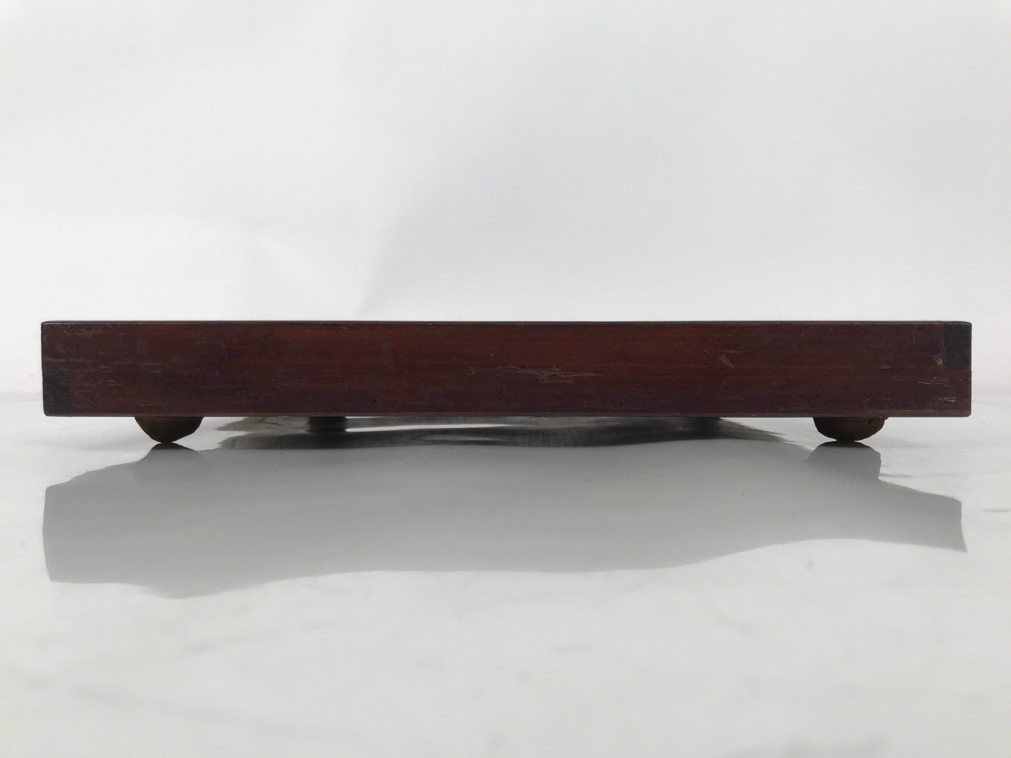 Antique Japanese Wood Lacquered Low Table Brown Serving Tray Ozen Kurumizen L423