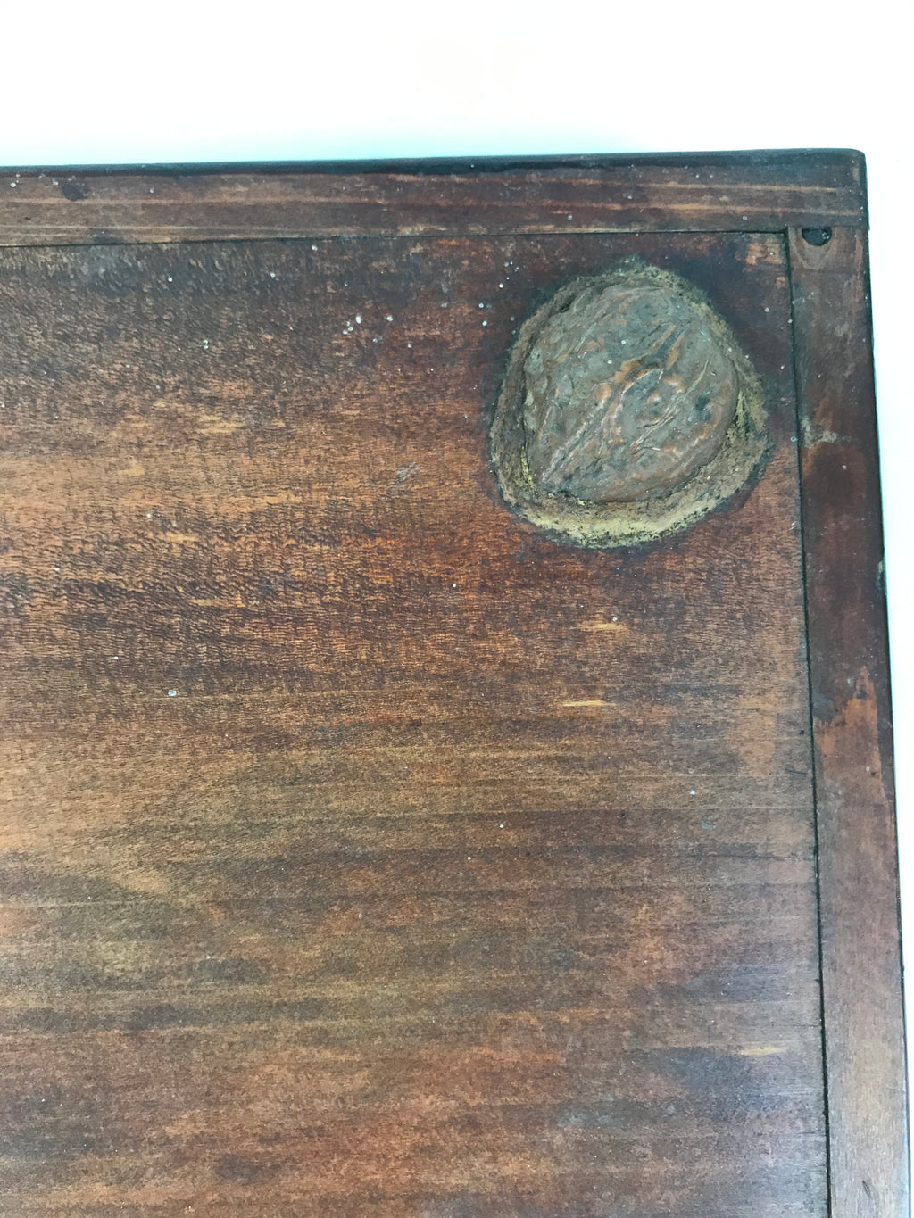 Antique Japanese Wood Lacquered Low Table Brown Serving Tray Ozen Kurumizen L423