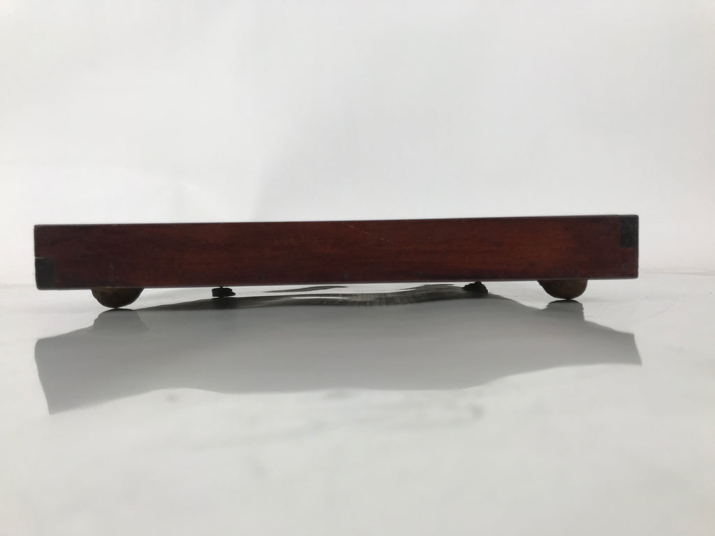 Antique Japanese Wood Lacquered Low Table Brown Serving Tray Ozen Kurumizen L424