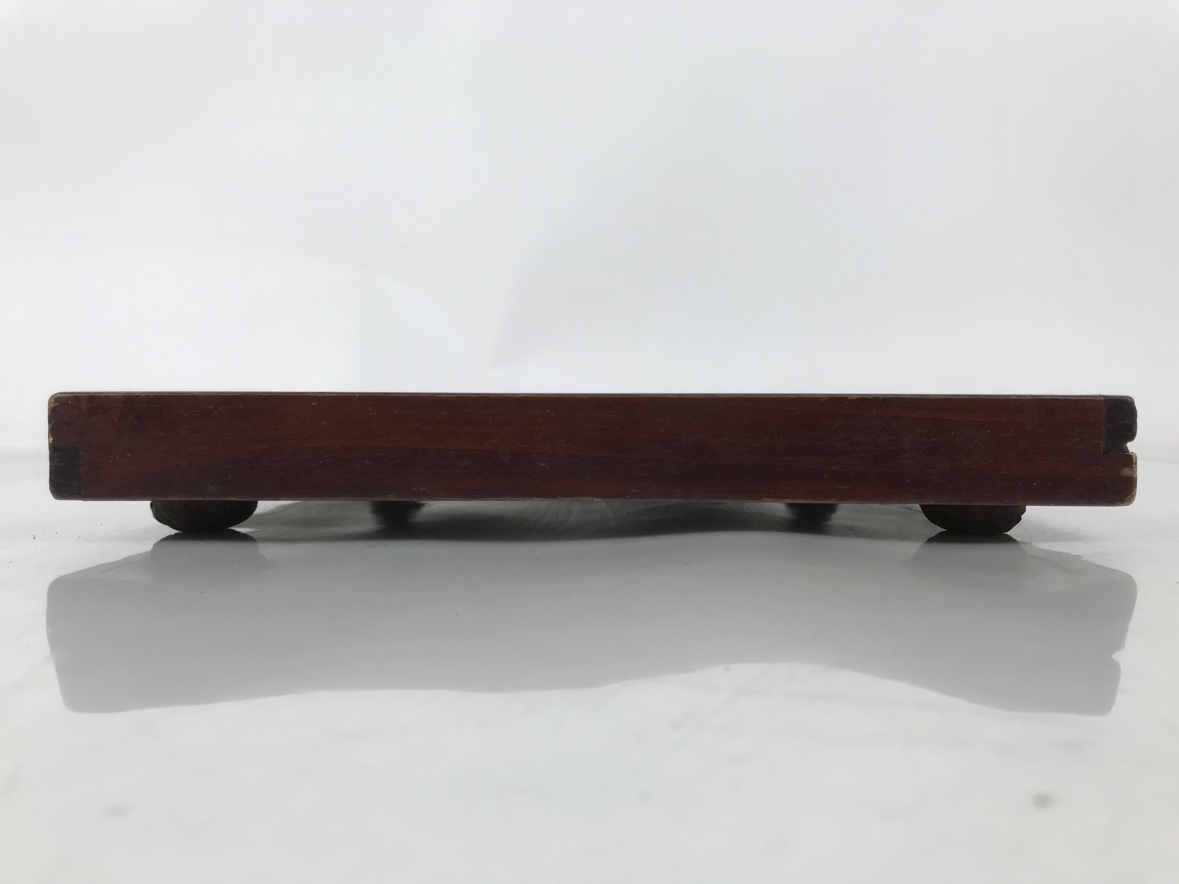 Antique Japanese Wood Lacquered Low Table Brown Serving Tray Ozen Kurumizen L425
