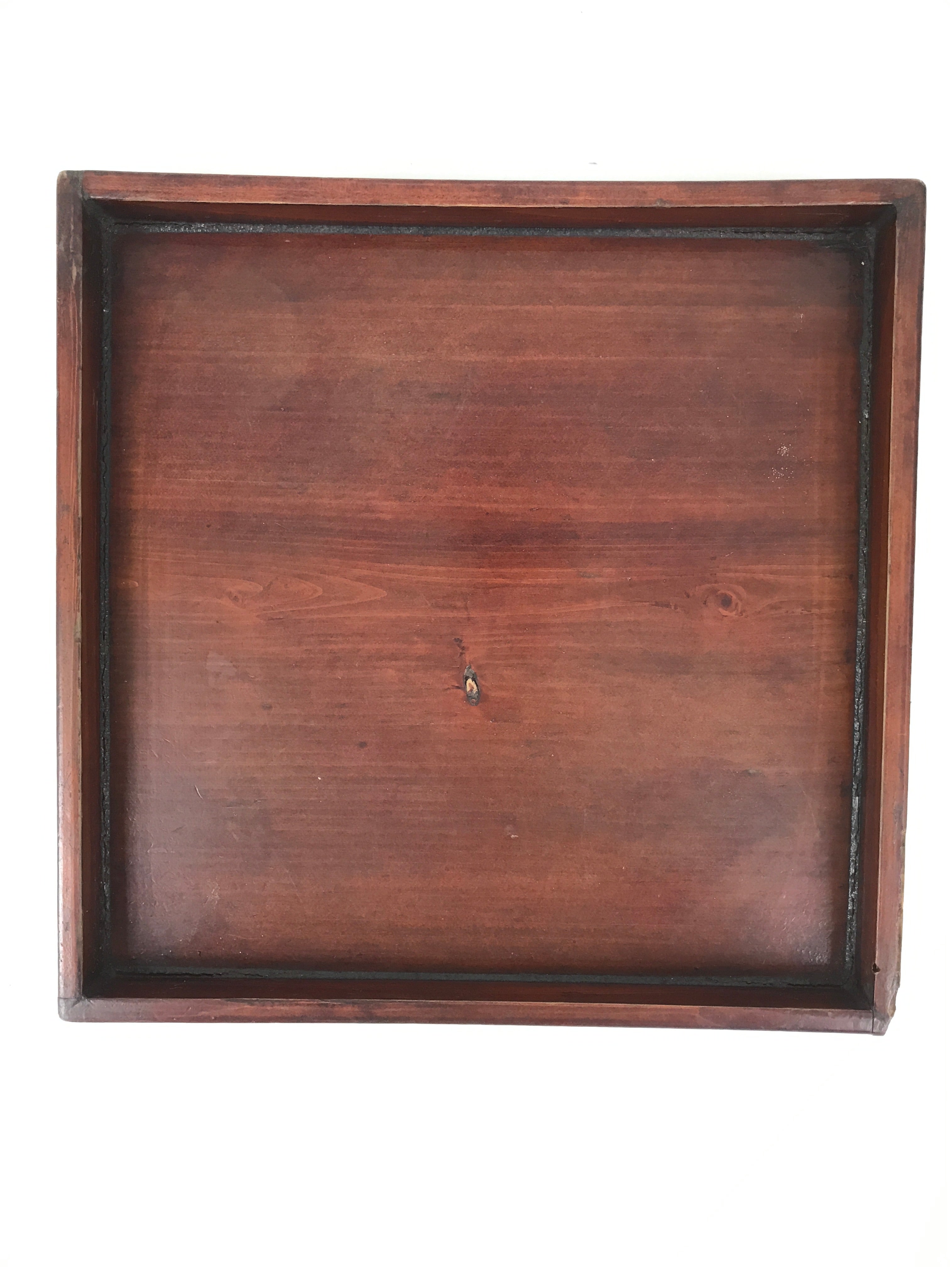 Antique Japanese Wood Lacquered Low Table Brown Serving Tray Ozen Kurumizen L425