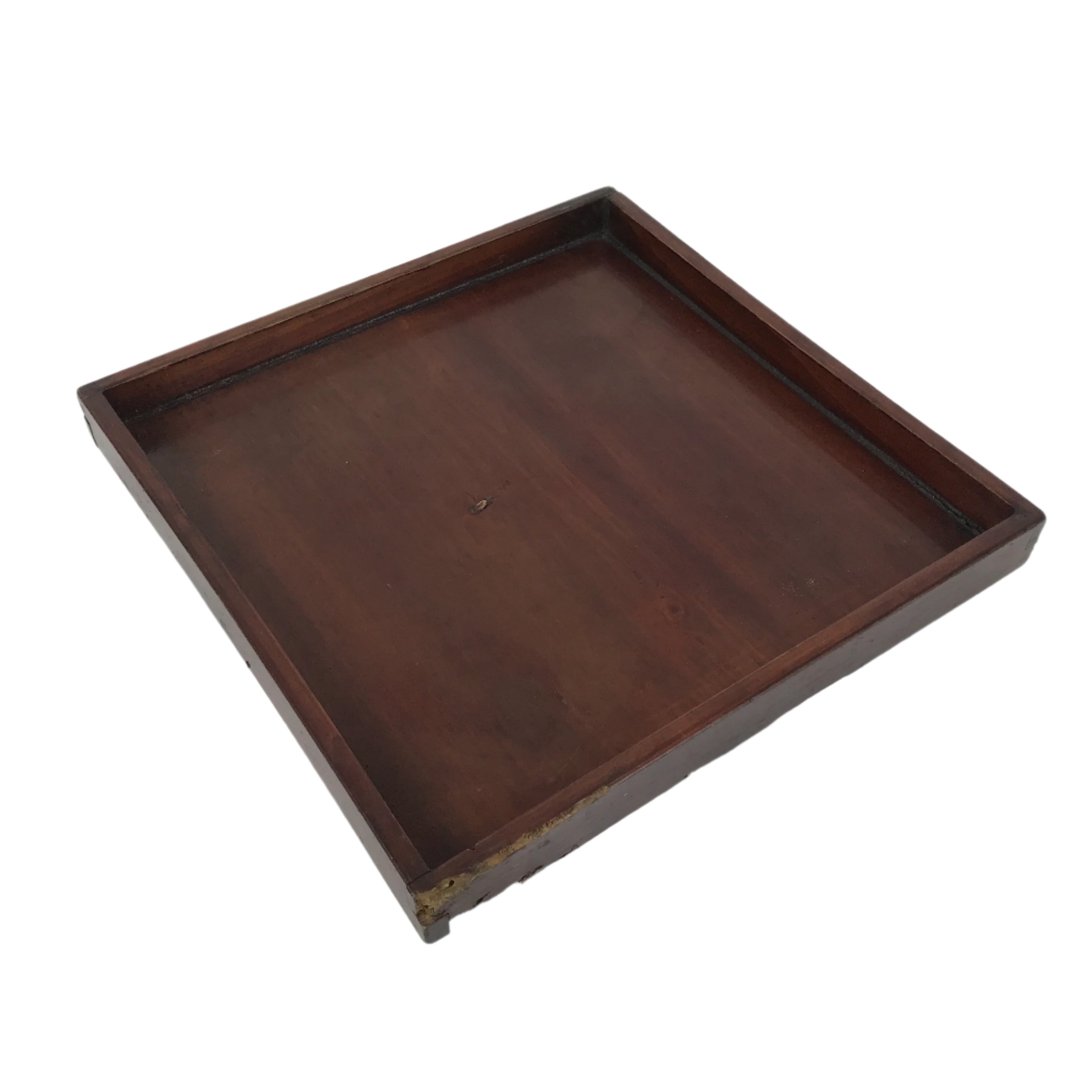 Antique Japanese Wood Lacquered Low Table Brown Serving Tray Ozen Kurumizen L425