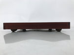 Antique Japanese Wood Lacquered Low Table Brown Serving Tray Ozen Kurumizen L426