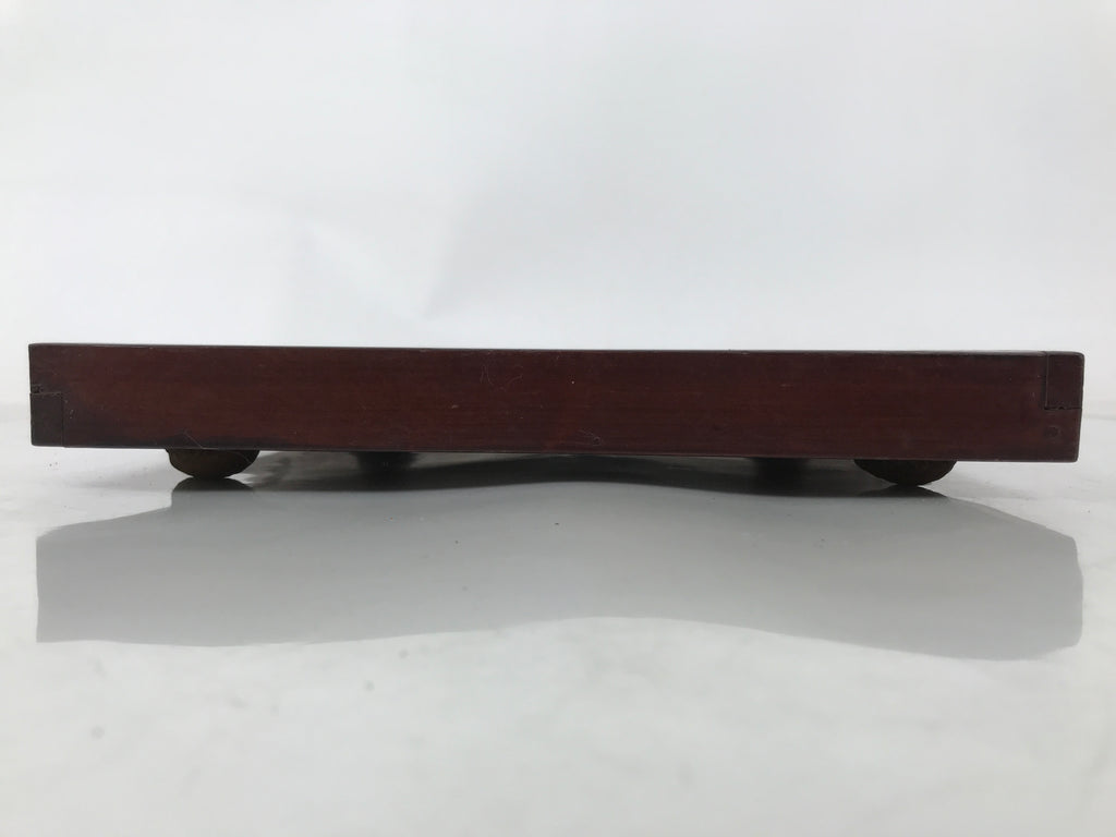 Antique Japanese Wood Lacquered Low Table Brown Serving Tray Ozen Kurumizen L426