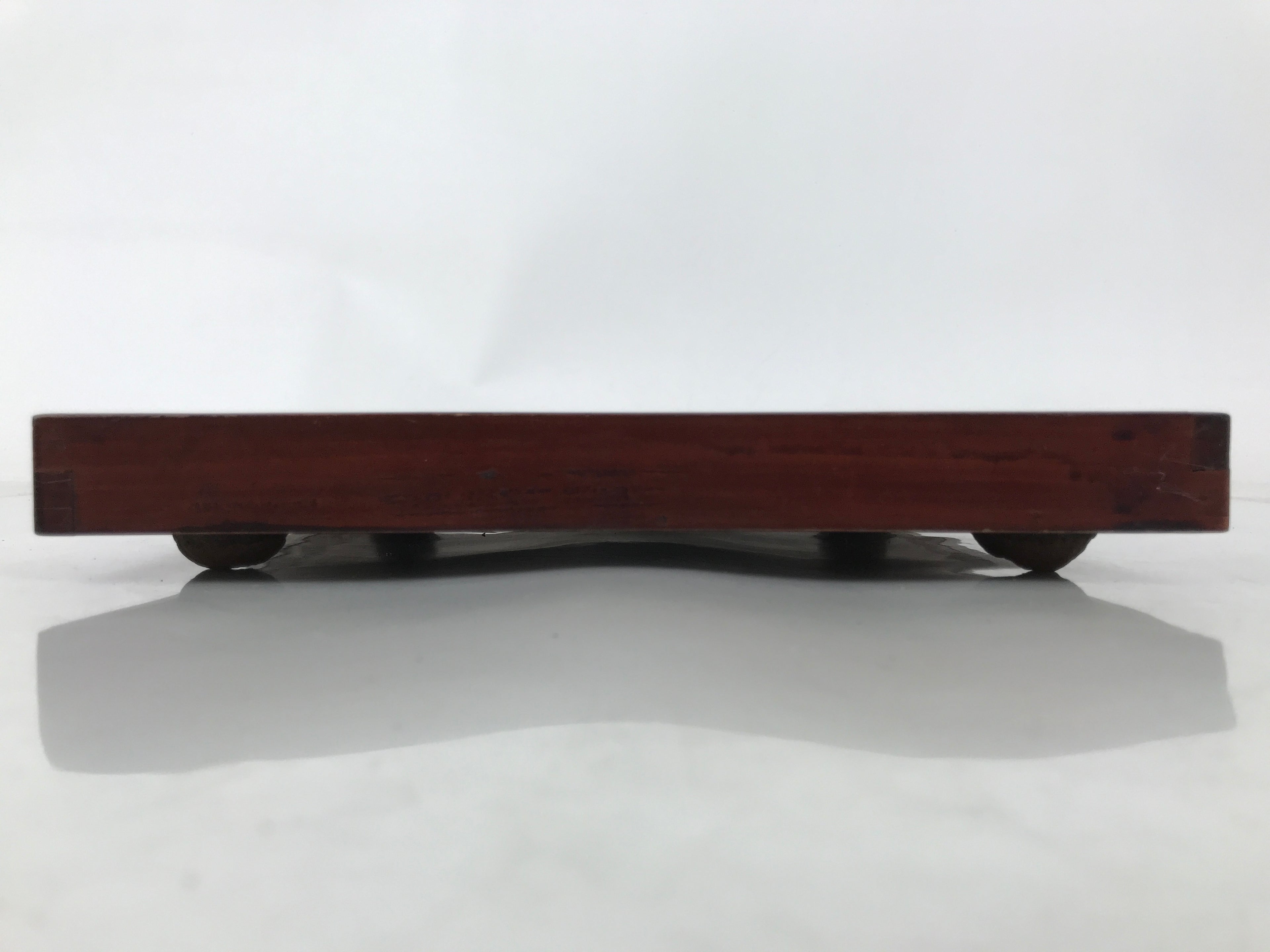Antique Japanese Wood Lacquered Low Table Brown Serving Tray Ozen Kurumizen L426
