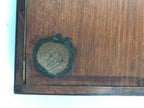 Antique Japanese Wood Lacquered Low Table Brown Serving Tray Ozen Kurumizen L426