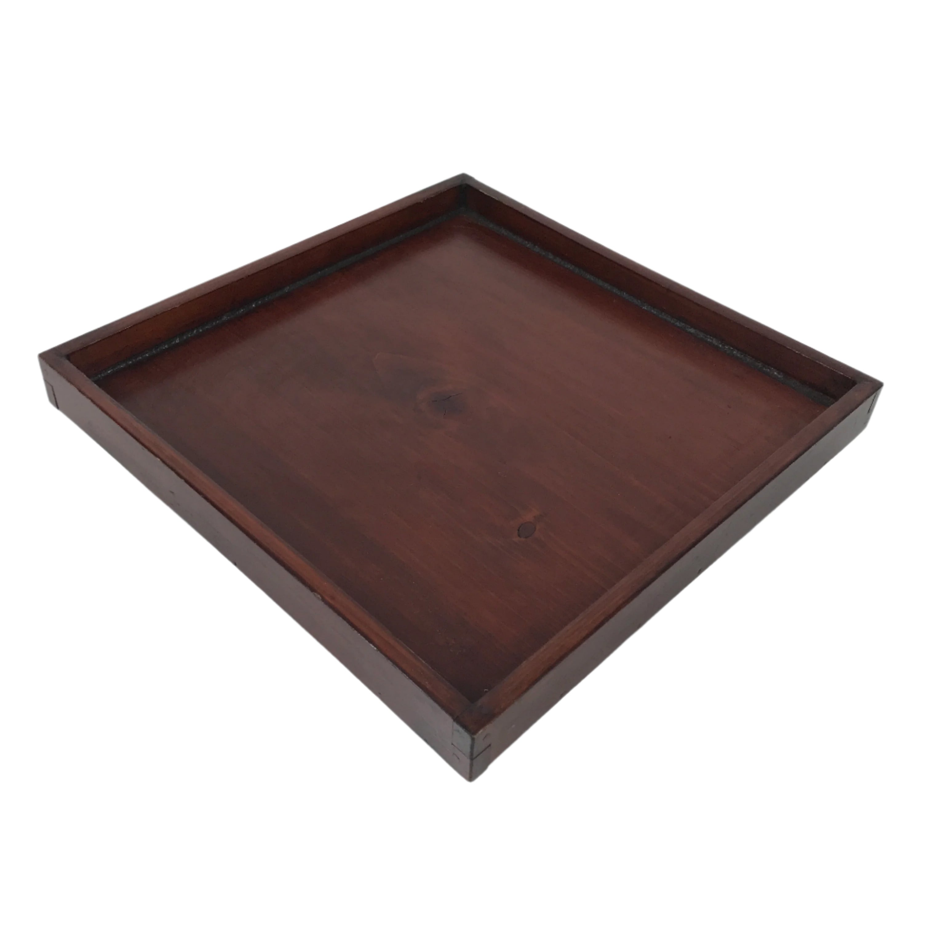 Antique Japanese Wood Lacquered Low Table Brown Serving Tray Ozen Kurumizen L426