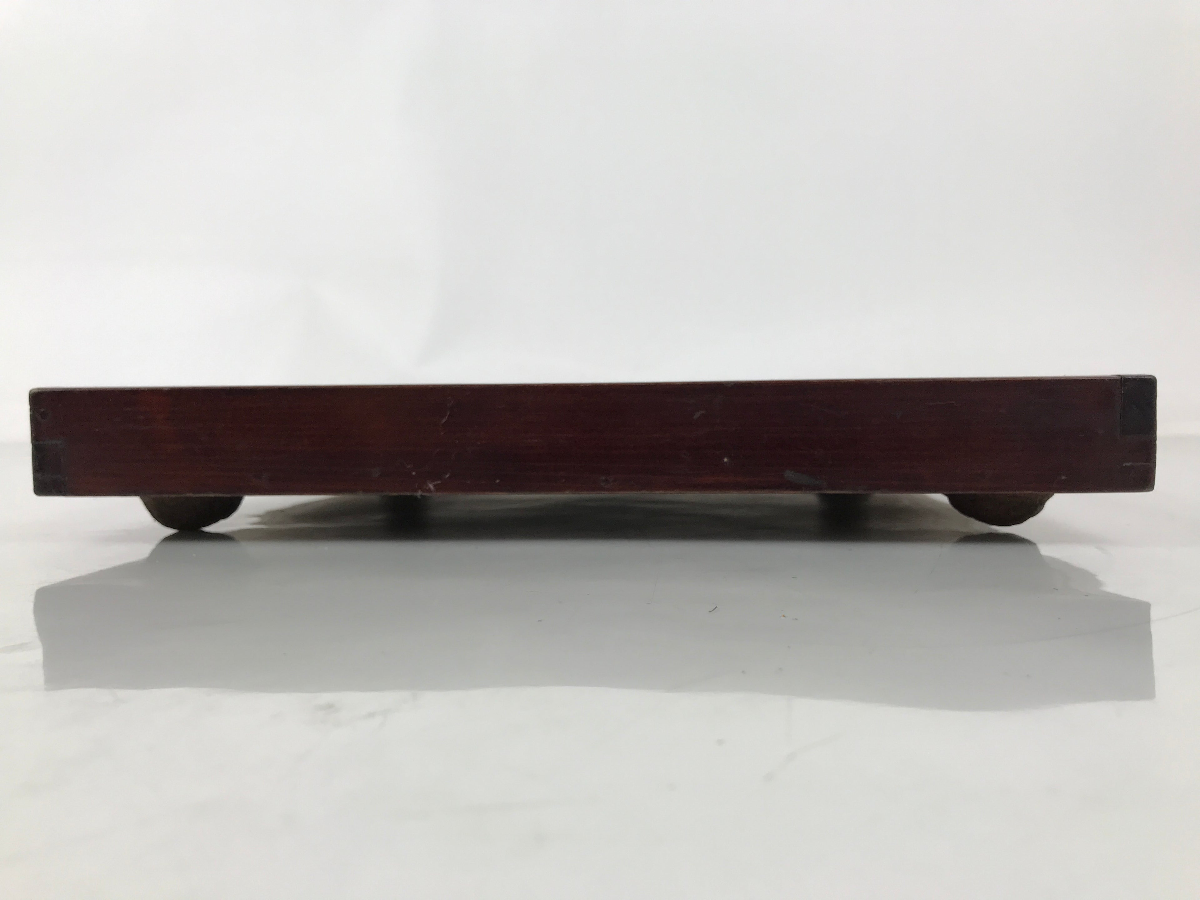 Antique Japanese Wood Lacquered Low Table Brown Serving Tray Ozen Kurumizen L498