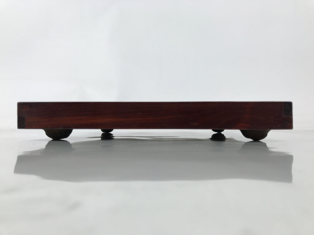 Antique Japanese Wood Lacquered Low Table Brown Serving Tray Ozen Kurumizen L498