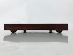 Antique Japanese Wood Lacquered Low Table Brown Serving Tray Ozen Kurumizen L498