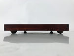 Antique Japanese Wood Lacquered Low Table Brown Serving Tray Ozen Kurumizen L498