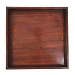 Antique Japanese Wood Lacquered Low Table Brown Serving Tray Ozen Kurumizen L498