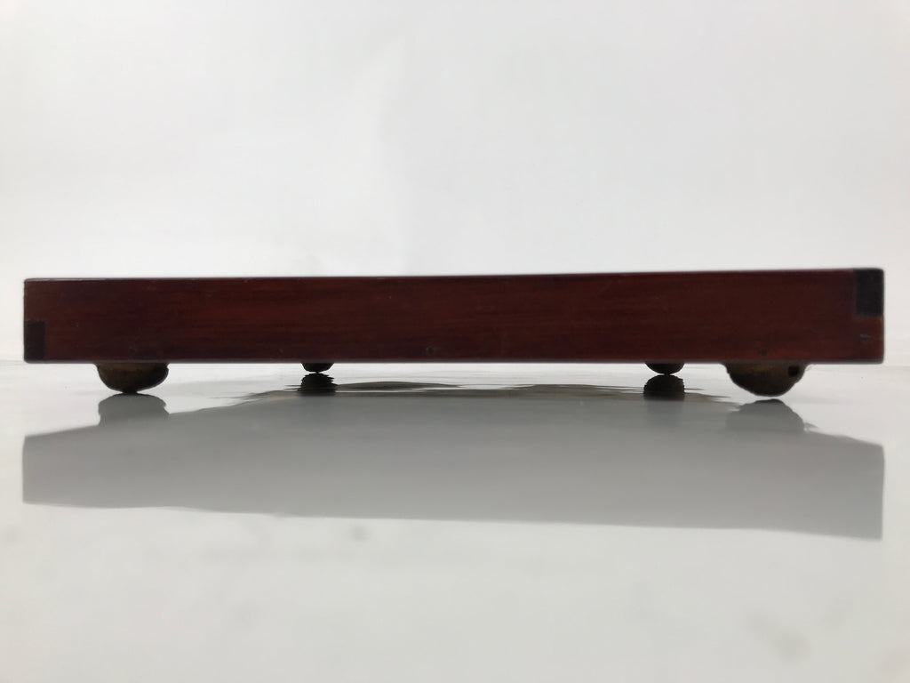 Antique Japanese Wood Lacquered Low Table Brown Serving Tray Ozen Kurumizen L499