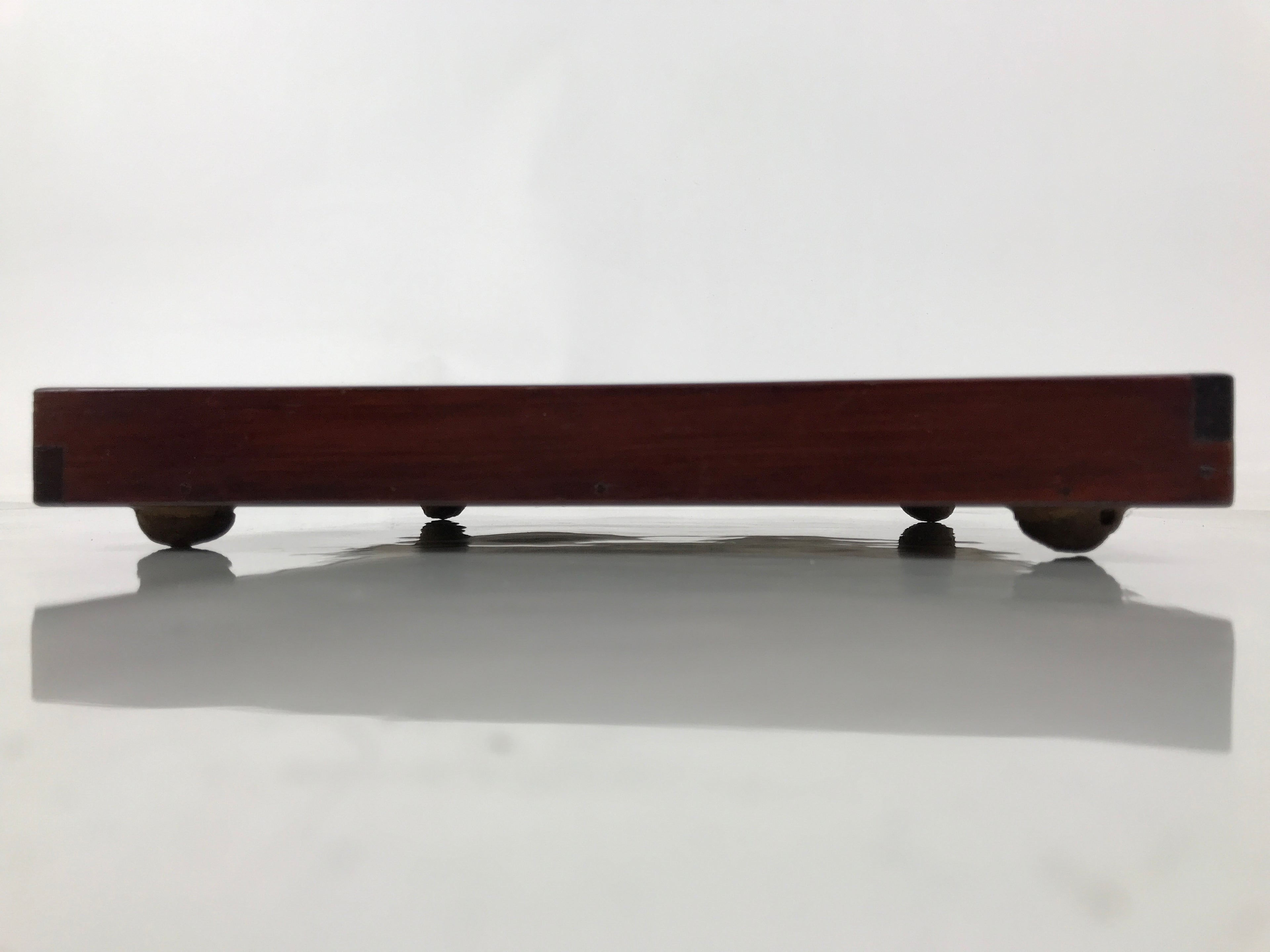 Antique Japanese Wood Lacquered Low Table Brown Serving Tray Ozen Kurumizen L499